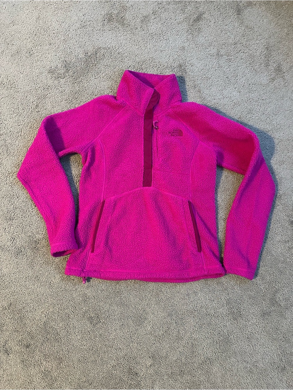 North Face Womens Pullover Sweater Jacket Sherpa Snap Fleece Magenta Size Small